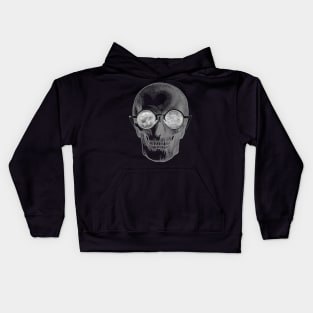 Gray skull with glasses Kids Hoodie